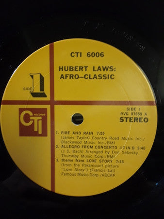 Hubert Laws - Afro-Classic (Vinyl, LP, Album, Stereo) Good Plus (G+) / Good (G)