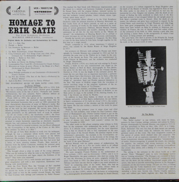 Erik Satie - Homage To Erik Satie (His Original Works For Orchestra As Well As Orchestrations By Friends) (2xVinyl, LP, Stereo) Very Good (VG) / Very Good Plus (VG+)