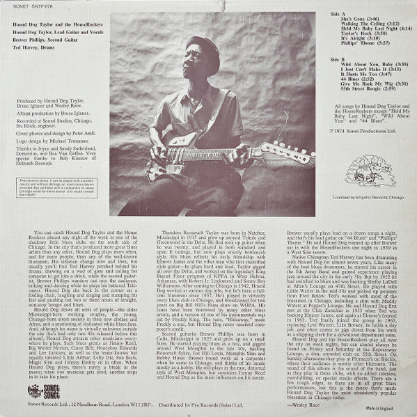 Hound Dog Taylor & The House Rockers - Hound Dog Taylor And The HouseRockers (Vinyl, LP, Album, Reissue) Near Mint (NM or M-) / Very Good Plus (VG+)