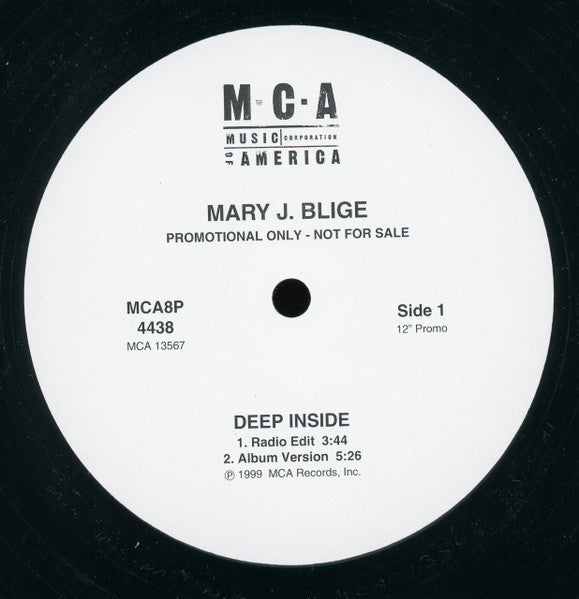 Mary J. Blige - Deep Inside (Vinyl, 12", 33 ⅓ RPM, Single, Promo) Very Good Plus (VG+) / Very Good Plus (VG+)