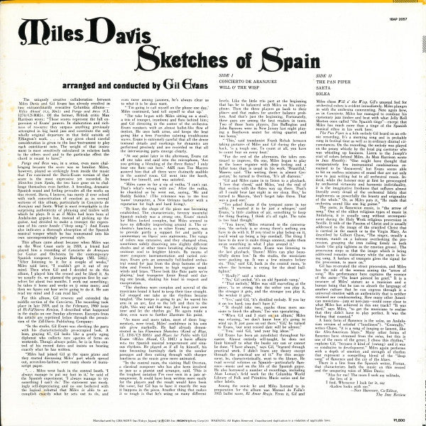 Miles Davis - Sketches Of Spain (Vinyl, LP, Album, Reissue, Stereo) Very Good (VG) / Very Good (VG)