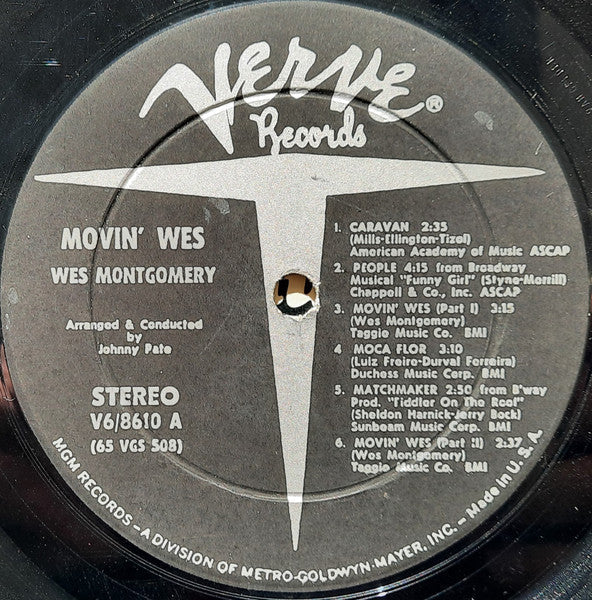 Wes Montgomery - Movin' Wes (Vinyl, LP, Album, Stereo) Good Plus (G+) / Very Good (VG)