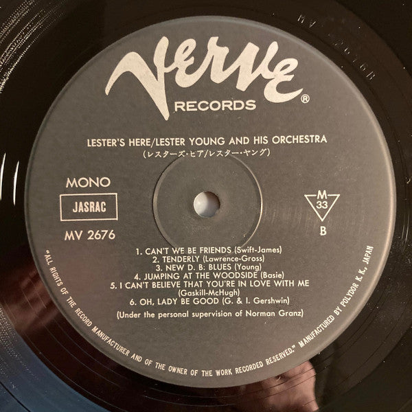 Lester Young And His Orchestra - Lester's Here (Vinyl, LP, Compilation, Reissue, Mono) Very Good Plus (VG+) / Near Mint (NM or M-)
