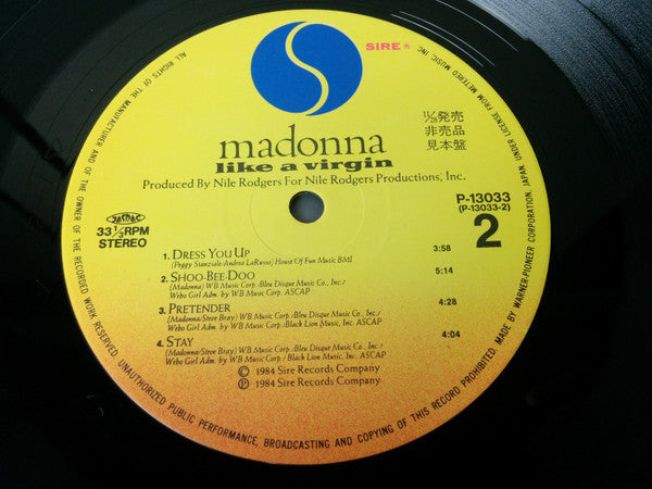Madonna - Like A Virgin (Vinyl, LP, Album, Promo, Stereo)