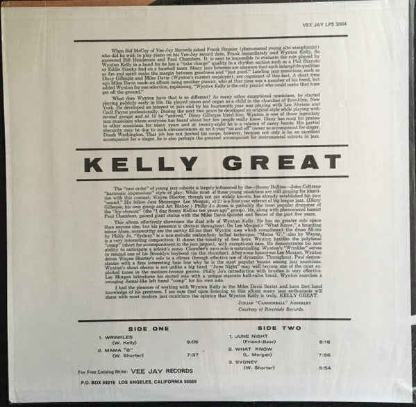Wynton Kelly - Kelly Great (Vinyl, LP, Album, Reissue, Stereo) Very Good (VG) / Very Good (VG)