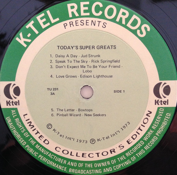 Various - Today's Super Greats - Part-3 (Vinyl, LP, Compilation, Limited Edition) Very Good (VG) / Very Good (VG)