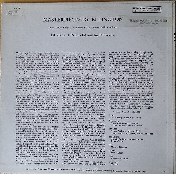 Duke Ellington And His Orchestra - Masterpieces By Ellington (Vinyl...