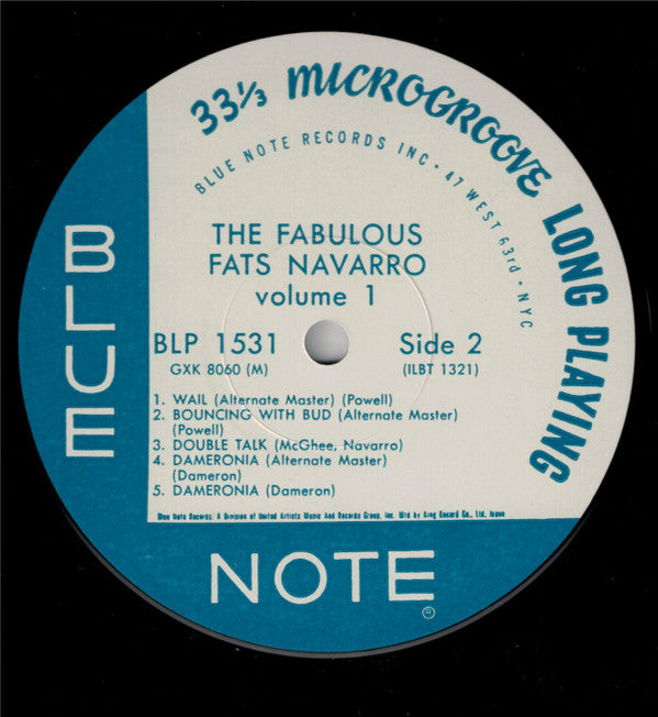 Fats Navarro - The Fabulous Fats Navarro Volume 1 (Vinyl, LP, Album, Reissue, Remastered, Mono) Very Good (VG) / Very Good (VG)