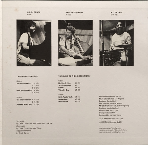 Chick Corea - Trio Music (2xVinyl, LP, Album) Very Good Plus (VG+) / Very Good Plus (VG+)