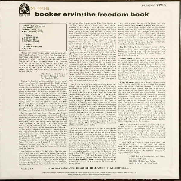 Booker Ervin - The Freedom Book (Vinyl, LP, Album, Limited Edition, Reissue, Remastered, Stereo) Very Good Plus (VG+) / Near Mint (NM or M-)