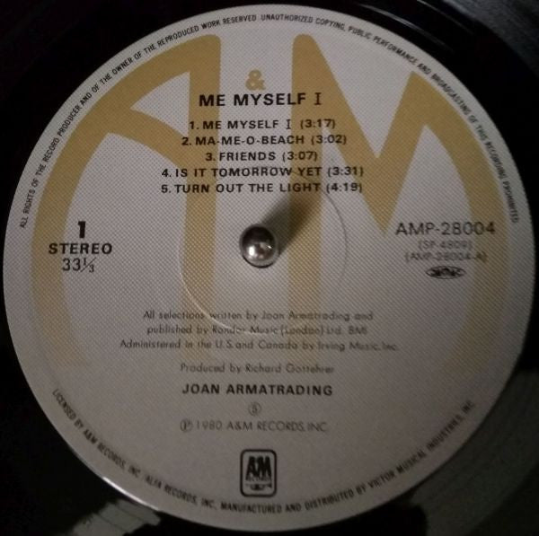 Joan Armatrading - Me Myself I (Vinyl, LP, Album) Very Good (VG) / Very Good (VG)