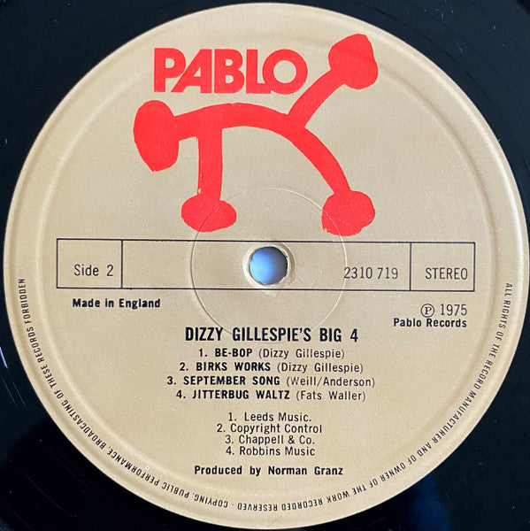 Dizzy Gillespie's Big 4 - Dizzy Gillespie's Big 4 (Vinyl, LP, Album, Stereo) Very Good (VG) / Good Plus (G+)