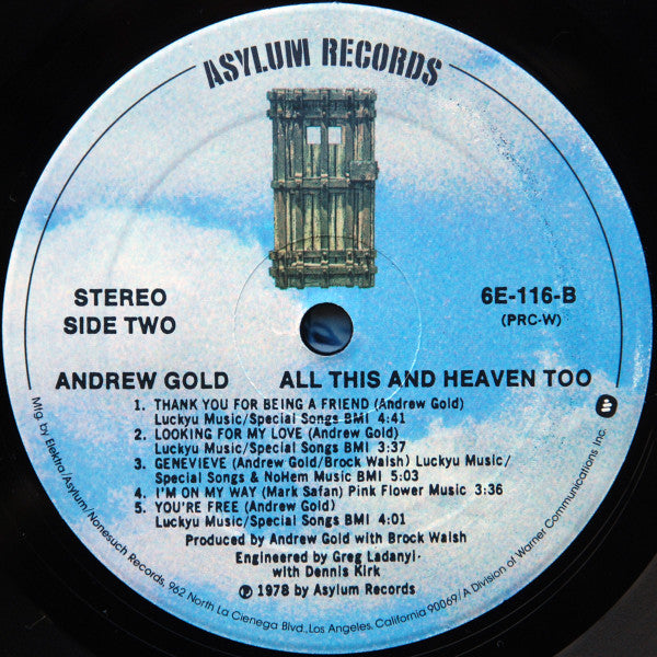 Andrew Gold - All This And Heaven Too (Vinyl, LP, Album, Stereo) Very Good (VG) / Very Good (VG)