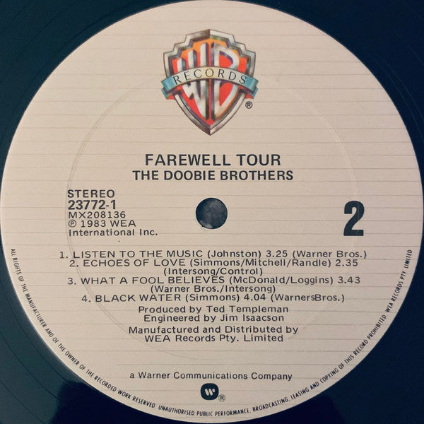 The Doobie Brothers - Farewell Tour (2xVinyl, LP, Album) Very Good (VG) / Very Good Plus (VG+)