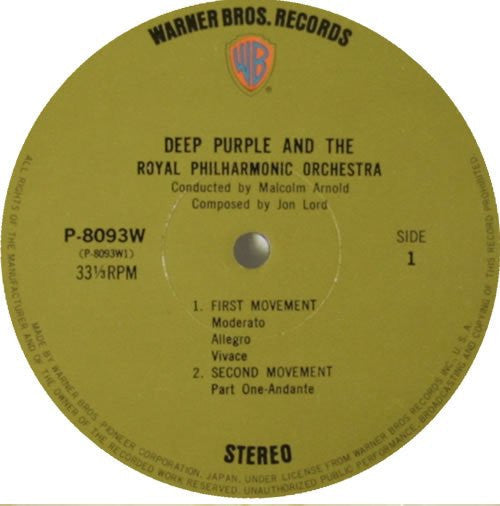 Deep Purple - Concerto For Group And Orchestra (Vinyl, LP, Album, Reissue) Very Good Plus (VG+) / Very Good (VG)