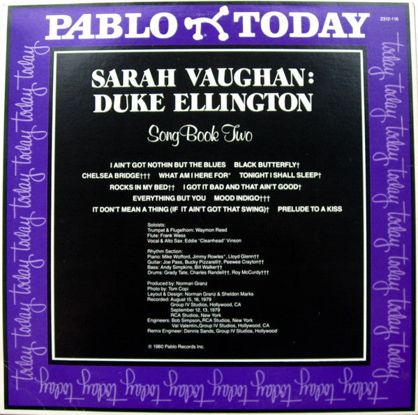 Sarah Vaughan - Duke Ellington Song Book Two (Vinyl, LP, Album) Very Good (VG) / Very Good Plus (VG+)