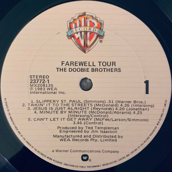 The Doobie Brothers - Farewell Tour (2xVinyl, LP, Album) Very Good (VG) / Very Good Plus (VG+)
