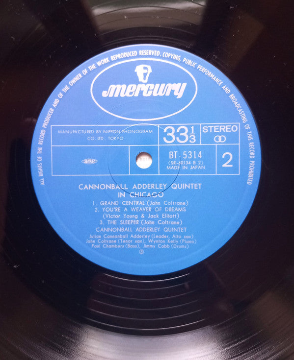 The Cannonball Adderley Quintet - In Chicago (Vinyl, LP, Album, Reissue, Stereo) Very Good Plus (VG+) / Very Good Plus (VG+)