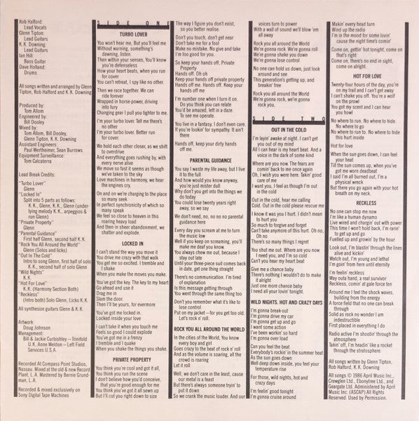 Judas Priest - Turbo (Vinyl, LP, Album) Very Good Plus (VG+) / Near Mint (NM or M-)