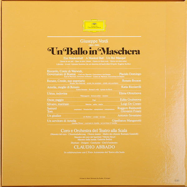 Giuseppe Verdi - Un Ballo In Maschera = Ein Maskenball = Un Bal Masqué (3xVinyl, Box Set, LP) Near Mint (NM or M-) / Very Good Plus (VG+)