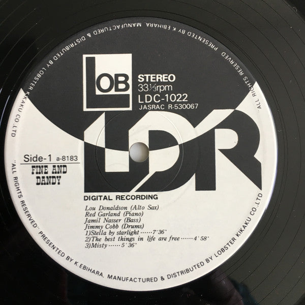 Lou Donaldson - Fine And Dandy Live In Digital Recording (Vinyl, LP, Album, Stereo) Very Good Plus (VG+) / Very Good Plus (VG+)