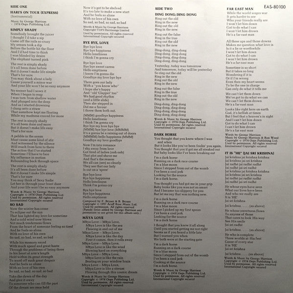 George Harrison - Dark Horse (Vinyl, LP, Album)