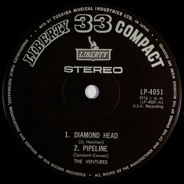 The Ventures - ダイアモンド・ヘッド = Diamond Head (Vinyl, 7", 33 ⅓ RPM, Stereo) Good Plus (G+) / Very Good (VG)