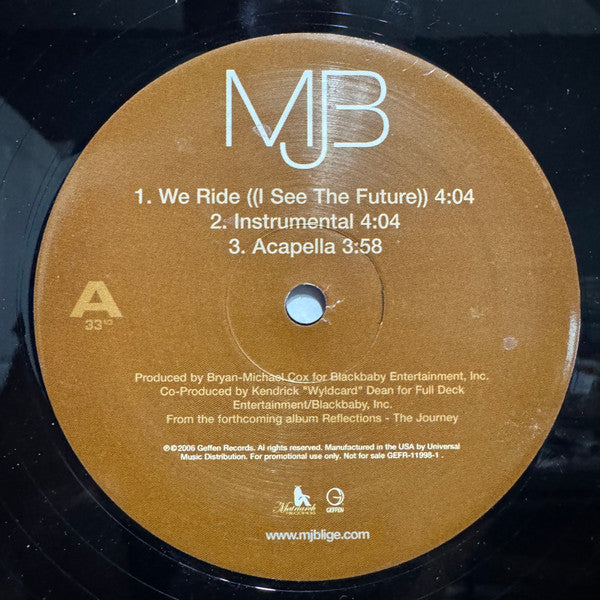 Mary J. Blige - We Ride (I See The Future) (Vinyl, 12", 33 ⅓ RPM, Promo) Very Good Plus (VG+) / Very Good Plus (VG+)