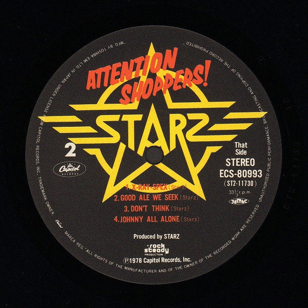 Starz (2) - Attention Shoppers! (Vinyl, LP, Album) Very Good (VG) / Good Plus (G+)