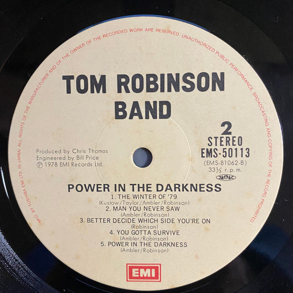 Tom Robinson Band - Power In The Darkness (Vinyl, LP, Album, Reissue) Very Good Plus (VG+) / Very Good (VG)