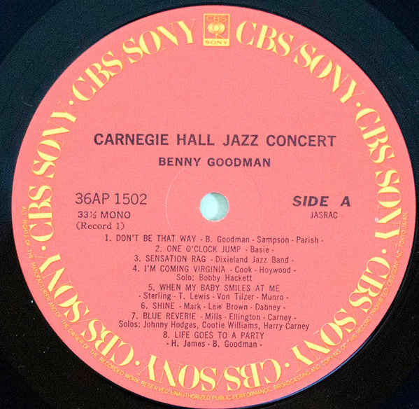 Benny Goodman - The Famous 1938 Carnegie Hall Jazz Concert (Vinyl, ...