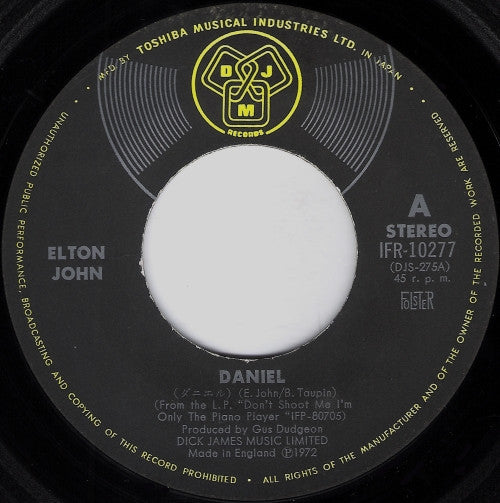 Elton John - Daniel (Vinyl, 7", 45 RPM, Single, Stereo) Very Good Plus (VG+) / Good Plus (G+)