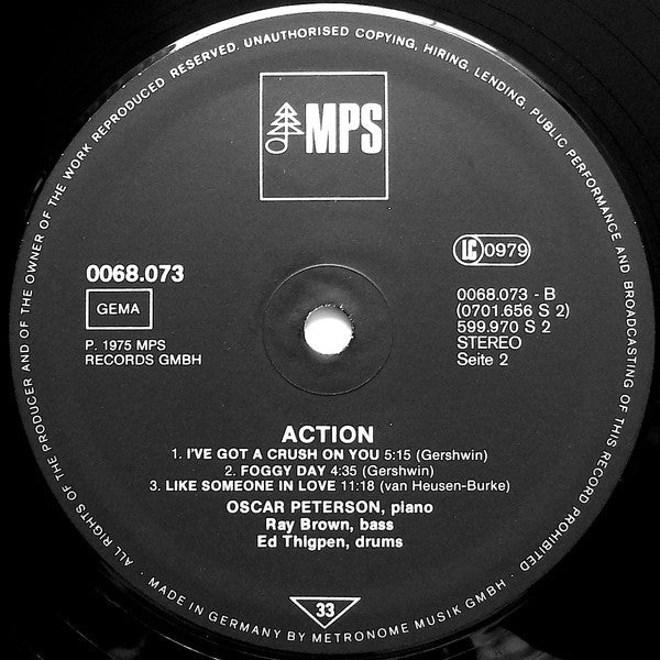 Oscar Peterson - Action (Vinyl, LP, Album, Reissue, Stereo) Very Good Plus (VG+) / Very Good Plus (VG+)