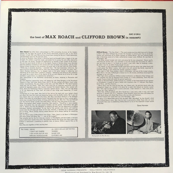 Clifford Brown And Max Roach - The Best Of Max Roach And Clifford Brown In Concert! (Vinyl, LP, Album, Mono, Reissue) Very Good Plus (VG+) / Very Good Plus (VG+)