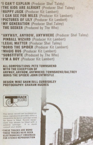 The Who - Meaty Beaty Big & Bouncy (Vinyl, LP, Compilation, Reissue, Repress, Stereo, Mono) Very Good Plus (VG+) / Good Plus (G+)