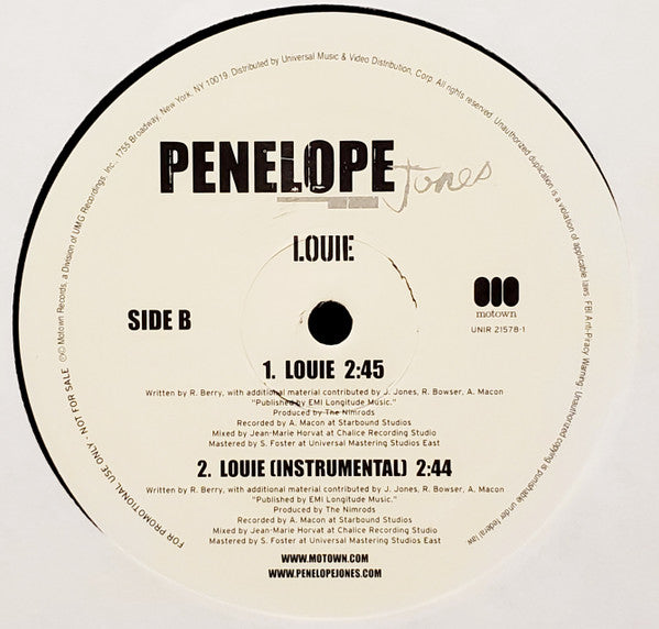 Penelope Jones - Louie (Vinyl, 12", Single, Promo) Very Good Plus (VG+) / Very Good Plus (VG+)
