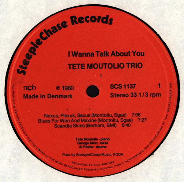 Tete Montoliu Trio - I Wanna Talk About You (Vinyl, LP) Very Good Plus (VG+) / Very Good Plus (VG+)