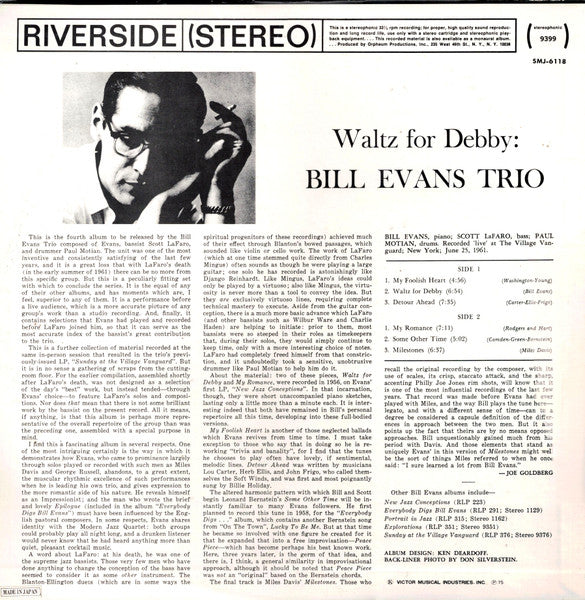 The Bill Evans Trio - Waltz For Debby (Vinyl, LP, Album, Reissue, S...