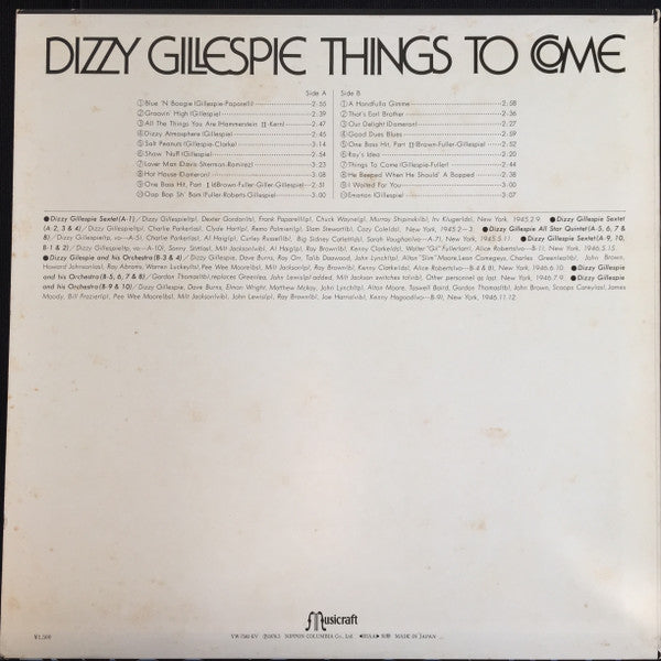 Dizzy Gillespie - Things To Come (Vinyl, LP, Compilation, Mono) Near Mint (NM or M-) / Near Mint (NM or M-)