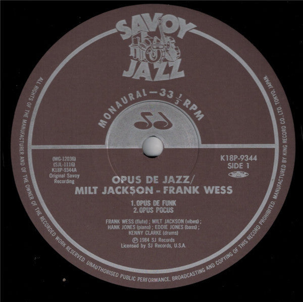 Milt Jackson - Opus De Jazz (Vinyl, LP, Album, Limited Edition, Rei...