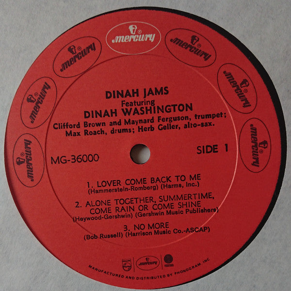 Dinah Washington - Dinah Jams (Vinyl, LP, Album, Reissue, Mono)