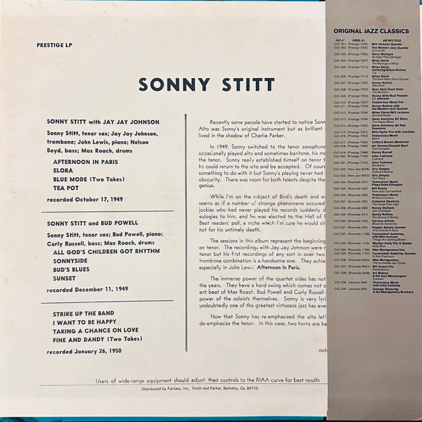 Sonny Stitt - Sonny Stitt / Bud Powell / J.J. Johnson (Vinyl, LP, Album, Compilation, Reissue, Mono) Good Plus (G+) / Very Good (VG)