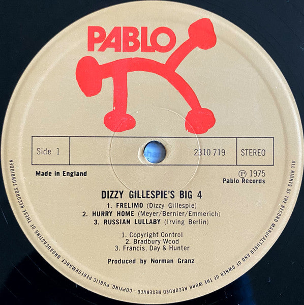Dizzy Gillespie's Big 4 - Dizzy Gillespie's Big 4 (Vinyl, LP, Album, Stereo) Very Good (VG) / Good Plus (G+)