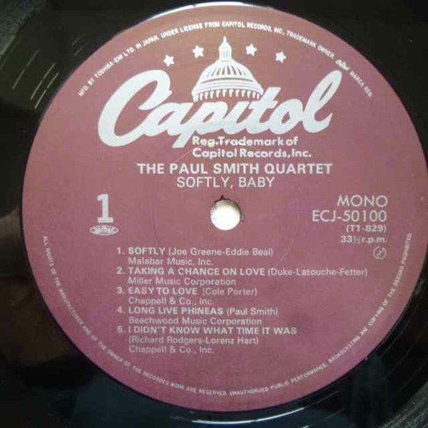 Paul Smith Quartet - Softly, Baby (Vinyl, LP, Album, Reissue, Mono) Near Mint (NM or M-) / Very Good Plus (VG+)