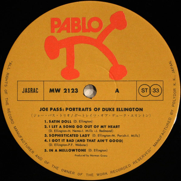Joe Pass - Portraits Of Duke Ellington (Vinyl, LP, Album) Very Good Plus (VG+) / Very Good (VG)