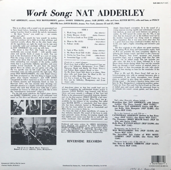 Nat Adderley - Work Song (Vinyl, LP, Album, Reissue, Remastered, St...
