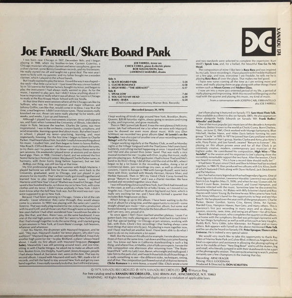 Joe Farrell - Skate Board Park (Vinyl, LP, Album) Very Good Plus (VG+) / Very Good (VG)