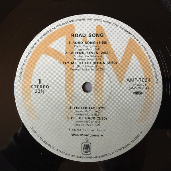 Wes Montgomery - Road Song (Vinyl, LP, Album, Reissue) Very Good Plus (VG+) / Very Good (VG)