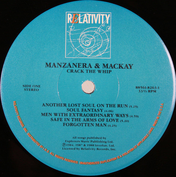 Manzanera & Mackay - Crack The Whip (Vinyl, LP, Album, Stereo) Very Good (VG) / Very Good Plus (VG+)