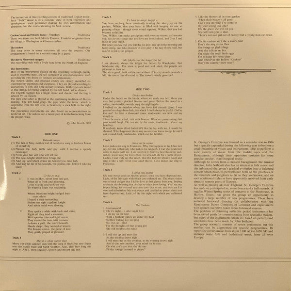St. George's Canzona - Merry It Is While Summer Lasts - A Collection Of Medieval And Traditional Music From The Spring And Summer Festivals (Vinyl, LP, Album) Near Mint (NM or M-) / Very Good Plus (VG+)